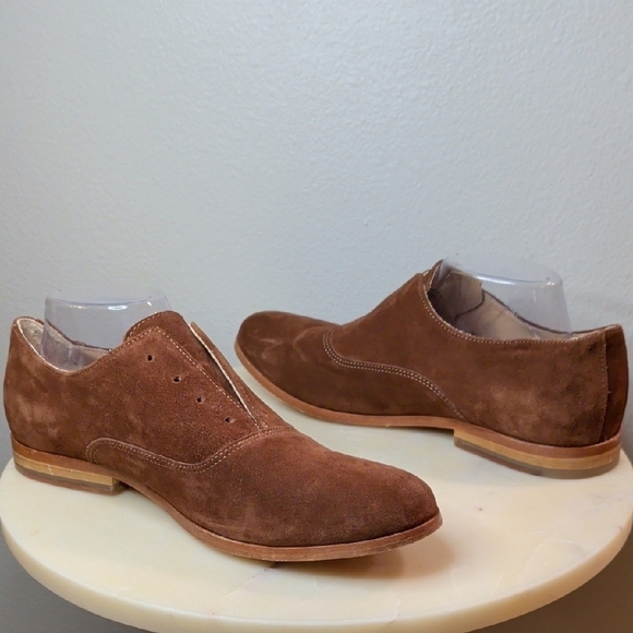Brown Suede Derby Style Shoes